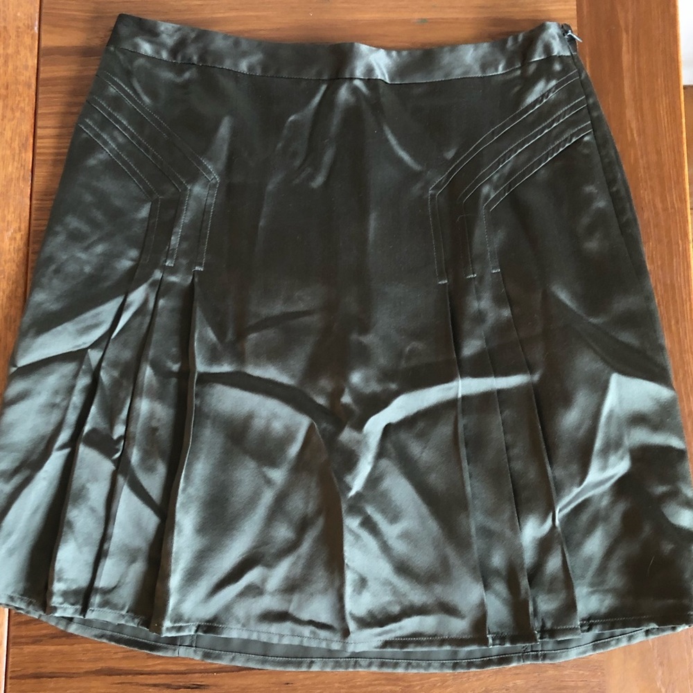 100% silk olive colored skirt with lining and tag